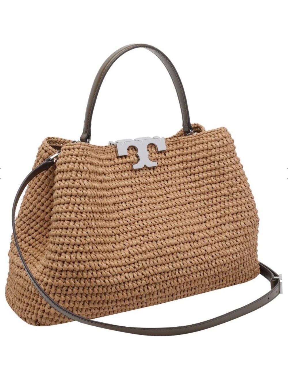 Tory Burch Eleanor Hand Crochet Raffia Bag Honey Comb Color! - Picture 10 of 10